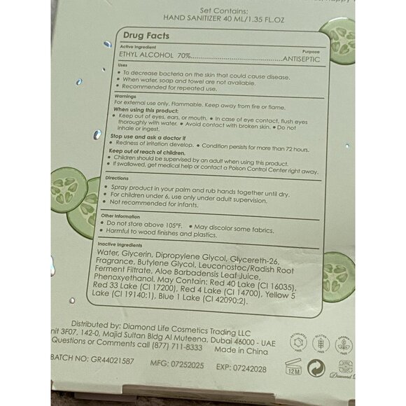 Sour Lemon Scented Hand Sanitizer Spray 1.35  Fl Oz Cucumber Melon Scent NEW - Picture 8 of 11